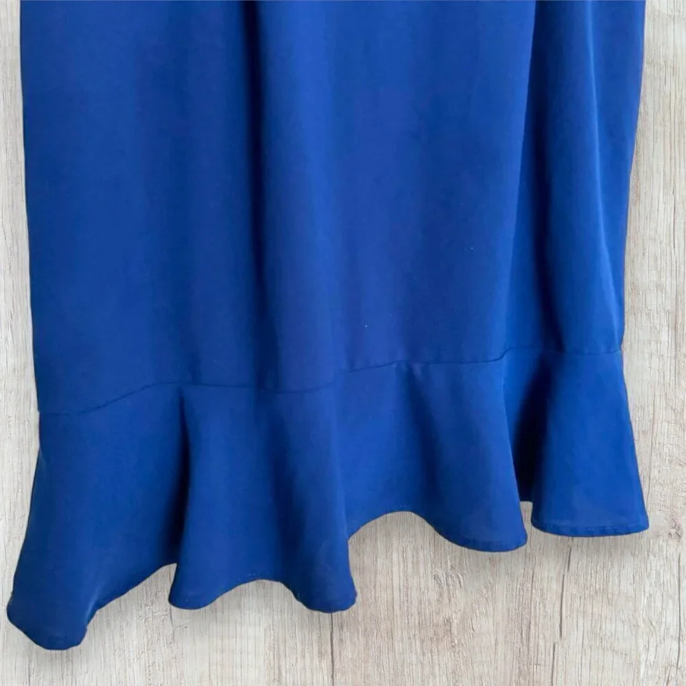 EVERLY Royal Blue Sleeveless Ruffle Hem Dress Women's L